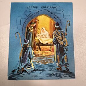 Vintage Whitman Nativity Cutout Window Christmas Card Gold Accents 5-T-6746 MCM
